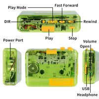 Baladeur stéréo vert transparent personnalisé Convertisseur audio MP3 Lecteur de cassettes