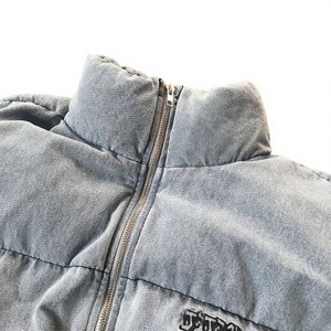 Custom Men Padded Denim Jacket Thick Warm <b>Bubble</b> <b>Coat</b> Quilted Insulated Winter Outerwear Filled Jacket Casual Streetwear OEM - Product Image 5