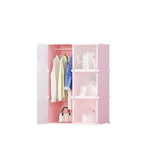 Armadio Moderno Rosa Convertibile e Pieghevole in Plastica, Mobile Contenitore con Porta Carina per la Casa, Organizzatore di Vestiti per la Camera delle Ragazze - Product Image 4