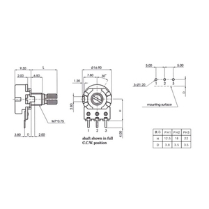 Wh148 lineal 25K <span class=keywords><strong>Ohm</strong></span> Trimmer de aluminio mando potenciómetro 50K de 9Mm Kit - Product Image 6