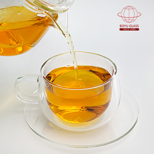 <span class=keywords><strong>Vasos</strong></span> y platillos de té turco de cristal de alta calidad de doble pared, Taza y plato <span class=keywords><strong>para</strong></span> regalos de fiesta de té de cristal, bodas de inauguración - Product Image 2