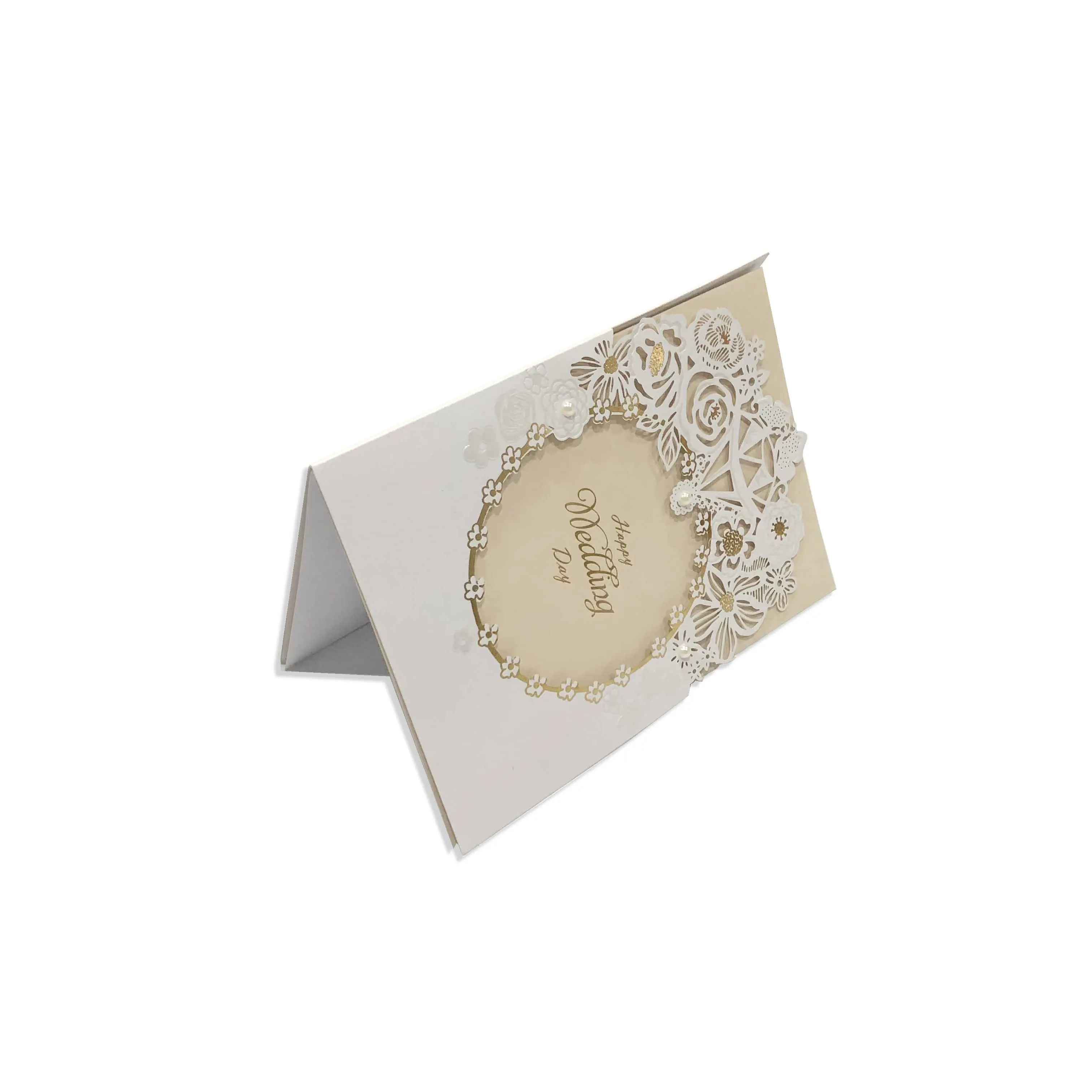 Carte d'invitation avec impression élégante faite à la main, carton découpe laser pour mariage pièces