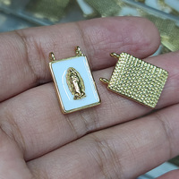 CZ8708 Nouveau pendentif scapulaire en or blanc 18 carats avec émail blanc, étoile, lune, Vierge Marie, croix, avec deux boucles doubles