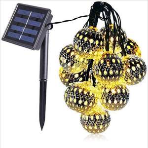 Guirnalda de Luces Solares LED con 20/30/50 Bolas de Cristal, Luces Decorativas Solares para Jardín, Navidad y Exteriores - Product Image 1