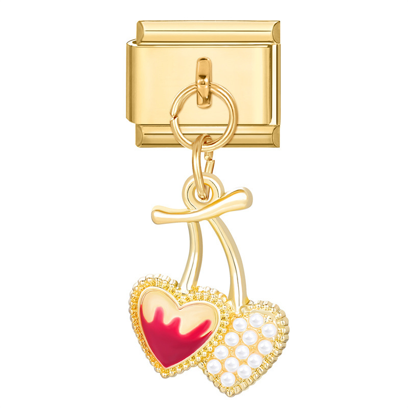 YWXH-51-Pendentif cerise à fond doré