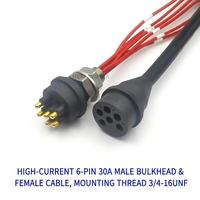 Connecteur sous-marin HYSF HPIL6F HPBH6M à courant élevé, 6 broches, 30A, assemblage câble mâle/femelle pour panneau de fixation, connecteur sous-marin