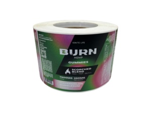 Étiquette adhésive colorée en PET argenté, étanche, <span class=keywords><strong>de</strong></span> qualité alimentaire, pour emballage <span class=keywords><strong>de</strong></span> bonbons gommeux au <span class=keywords><strong>chanvre</strong></span>, étiquette oblongue, prix usine - Product Image 4