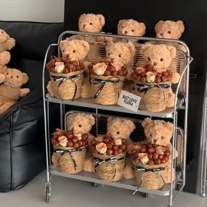 Oso de Peluche en Oferta para Decoración de Fiestas, Pequeño Oso de Peluche en Cubo, Oso de Peluche con Ramo de Castañas, Materiales de Embalaje Seguros - Product Image 6