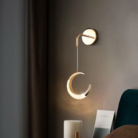 Applique Murale LED en Forme de Lune, Métal Doré, Sans Scintillement, Décoration Murale pour Chambre à Coucher, Chevet, Salon, IP20, Meilleure Vente