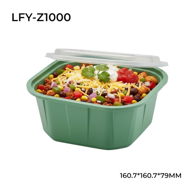 Large 34oz Custom Branded Disposable Plastic Food Container Microwave Safe Square and Leak-Resistant