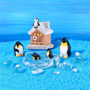 Adornos de Pingüinos en Miniatura de Resina, Set de Hockey sobre Hielo, Decoraciones para Peceras, Accesorios Pequeños para Acuarios - Product Image 1