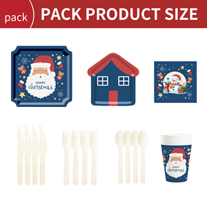 DAMAI Happy Christmas Santa Printing Tableware Set Disposable Paper Plates Cups Napkins for Christmas Decoration Party Supplies - Product Image 6