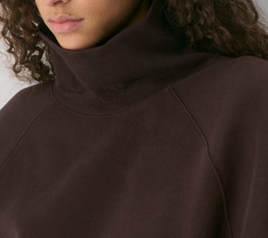 Nuova <span class=keywords><strong>Felpa</strong></span> <span class=keywords><strong>Oversize</strong></span> da Donna OEM <span class=keywords><strong>Marrone</strong></span> con Collo Alto Ricamato, Stile Mockneck o Girocollo, in Tessuto Pesante - Product Image 5