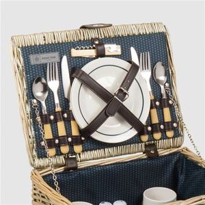 Panier pique-nique demi-rond en rotin tressé avec support métallique, <span class=keywords><strong>tendance</strong></span>, portable, sacs en osier, paniers en canne - Product Image 4
