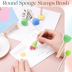 Décor à la maison bricolage <span class=keywords><strong>peinture</strong></span> outils d'art mural pour enfants éponge en mousse avec manche en <span class=keywords><strong>bois</strong></span> pour acrylique aquarelle <span class=keywords><strong>vernis</strong></span> peintures de fleurs - Product Image 5