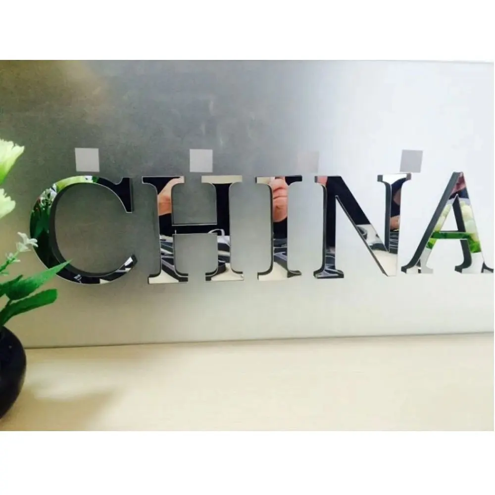 Chữ Cái Tiếng Anh Acrylic Gương Bề Mặt Tường Sticker 3D Bạc Bảng Chữ Cái Poster Phòng Ngủ Lễ Hội Đảng Trang Trí DIY Art Mural