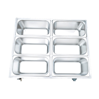 Comptoir de buffet électrique commercial en acier inoxydable, table à 6 bacs, chauffe-plats chaud, bain-marie, 1500W, hôtels, restaurants