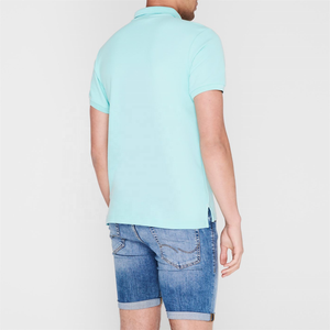 Coton de haute qualité pour hommes pour polo à manches courtes à 3 boutons avec méthode de tissage non tissé à motif solide - Product Image 2