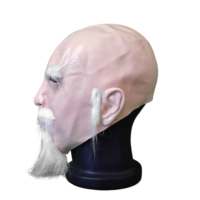 Masque de vieil homme chauve avec barbe pour adulte réaliste grand-père Halloween masque Costume aîné pleine tête fête cadeau homme chauve