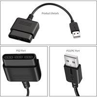 Adaptador Convertidor de PS2 a USB Compatible con Controles de PS1/PS2 para PS3/PC, Sin Necesidad de Controlador, Plástico