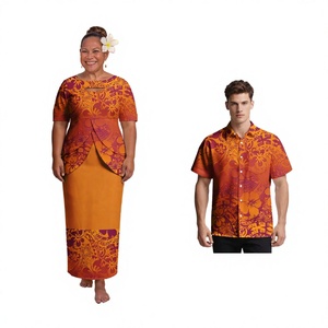 Tenues Assorties pour Couples en Gros : Robes de Plage Samoan Puletasi, Chemises Aloha Homme, Polyester Floral de Haute Qualité pour Tenues Formelles Polynésiennes - Product Image 3