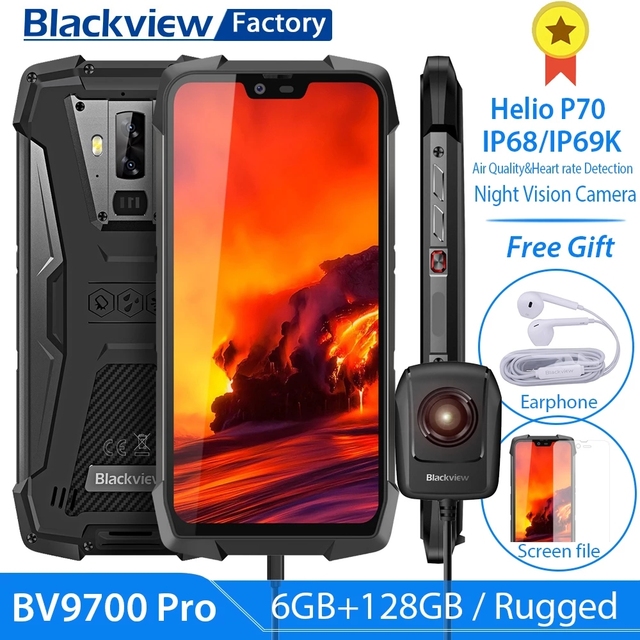 Blackview BV9700 Pro IP68 5.84 Inch MobilePhone Helio P70  6GB+128GB Android 9.0 16MP+24MP Night Vision FHD+ Smartphone