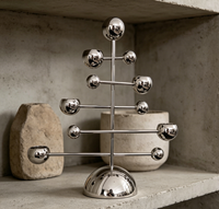 Sculpture décorative minimaliste moderne personnalisable : porte-bougie luxueux en acier inoxydable poli miroir