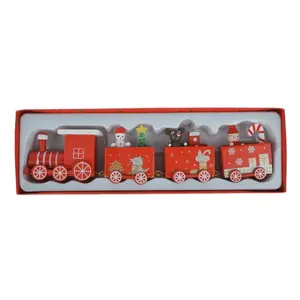 Brinquedo de madeira para presente de Natal, trem de Natal, ornamento de festival de Papai Noel, brinquedo para festa de Natal