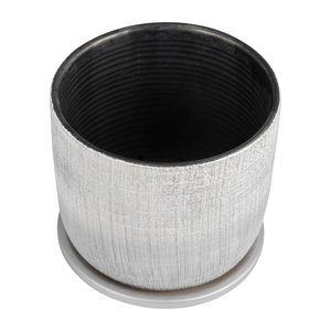 Vasi in ceramica testurizzata con sottovaso, fioriere moderne per l'arredamento di casa e giardino, eleganti per uso interno ed esterno - Product Image 6