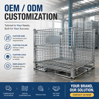 Cage de stockage pliable en acier au carbone robuste, empilable, en treillis métallique, pour entrepôt et logistique
