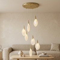 Suspension Jingshi Lighting Goutte d'Or, abat-jour en forme de larme blanc laiteux sur fils fins, luminaire de plafond pour la maison à l'éclat chaleureux