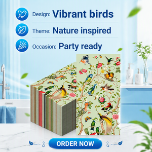 Aquarel Bloemmotief Vintage Thema Maagdelijk Houtpulp Gekleurd 2-laags Zakjes Stijl Feest Papieren Servetten - Product Image 5