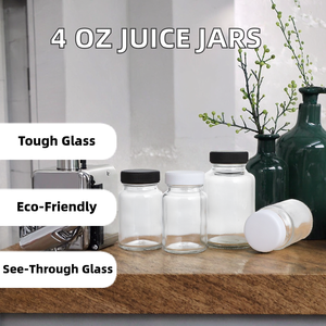 Bouteilles à shot en verre transparent de 4 oz avec couvercles, 120 ml, réutilisables, pour jus, tequila, brandy et shots bien-être - Product Image 2