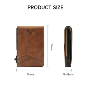 Porte-cartes intelligent en métal anti-RFID Casekey, portefeuille pop-up en cuir véritable de qualité supérieure avec fermeture magnétique et poche à monnaie - Product Image 2