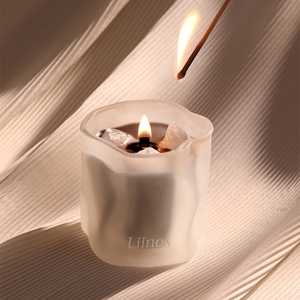 Bougies Cadeaux en <span class=keywords><strong>Verre</strong></span> Dépoli Irrégulier avec Mèche en Bois et Cristal Brut – Idéales pour <span class=keywords><strong>la</strong></span> Maison et les Occasions Spéciales – Cadeau Souvenir – Offre Spéciale - Product Image 3