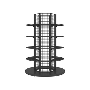Runda Supermarket Shelves Full Circle Column Wrapped Grid Display Stand Heavy Duty Quick Installation - Product Image 1