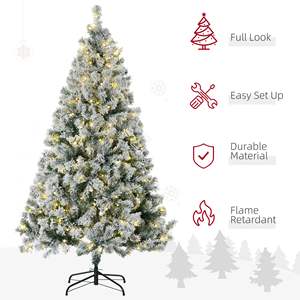 Gran oferta DB, árbol de Navidad Artificial preiluminado de 6 pies de alto, ramas flocadas de nieve 607, decoración de vacaciones colorida blanca cálida para 350 - Product Image 4