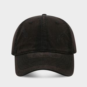 Casquette de baseball unisexe en sergé de coton lavé à 6 panneaux, avec impression en relief, design déchiré et courbé, style vintage sportif urbain, boucle métallique - Product Image 5