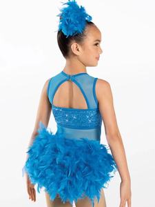 Nuovissimo Abito da Ballo Latino con Piume e Paillettes Brillanti per Spettacolo Costume da Danza Samba e Balletto per Ragazze - Product Image 3