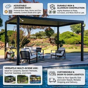 Pérgola de Aluminio para Jardín, Gazebo con Techo de Láminas Ajustables, Impermeable, Toldo Exterior, Pabellón con Techo de Láminas Ajustables para Verano - Product Image 2