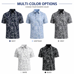 Polo de golf personnalisé pour homme, imprimé botanique, performance, imprimé intégral, respirant, extensible, séchage rapide, OEM ODM, marque privée - Product Image 2