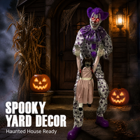 Clown d'Halloween grandeur nature, accessoires animés, corps mobile, animatronique, décoration de maison hantée, décoration de jardin, extérieur, OEM, sur mesure, vente en gros