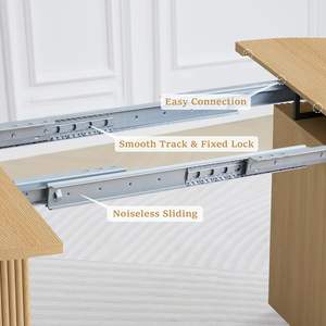 Grande <span class=keywords><strong>table</strong></span> à manger en bois avec des coins arrondis et un plateau extensible - Product Image 5
