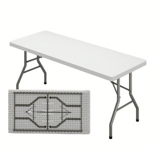 Banc de table pliable en plastique blanc moderne rectangulaire de 6 pieds, imperméable, réglable, pour le camping, la <span class=keywords><strong>salle</strong></span> à <span class=keywords><strong>manger</strong></span>, l'hôpital, l'extérieur - Product Image 4