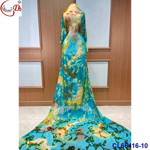 Lisami Rts Fashion Metalli Velvet Real Silk avec fleur en velours découpée à la main, luxe Gabasaar et Dirac, soie fantaisie douce - Product Image 3