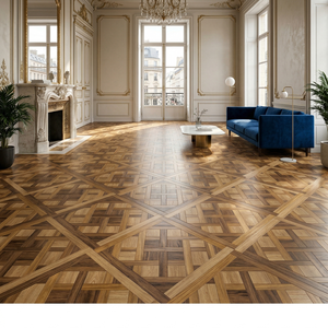 Parquet contrecollé <span class=keywords><strong>en</strong></span> bois massif multi-couches 3 lames Chêne Noyer <span class=keywords><strong>Teck</strong></span>, motif Versailles Chantilly Mansion Weave - Product Image 2