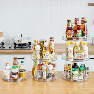Plateau de rangement rotatif transparent à 2 niveaux 360° pour épices, cuisine, garde-manger, cosmétiques et maquillage - Product Image 4