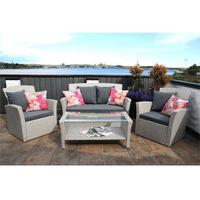 Ensemble de meubles de jardin en rotin 4 pièces de style moderne, table et chaises confortables pour terrasse extérieure, idéal pour hôtels, cours et parcs