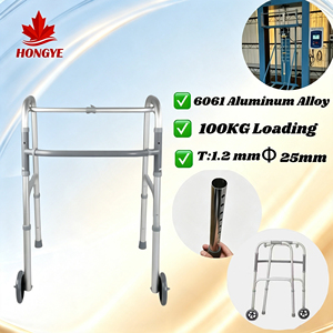 <span class=keywords><strong>Déambulateur</strong></span> à roulettes HONGYE pour la rééducation, réglage de la hauteur sur 8 niveaux, pneus en PU de 5 pouces, utilisation intérieure et extérieure - Product Image 1