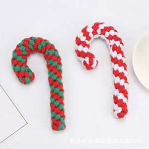 Juguetes para masticar para perros con forma de bastón navideño, cuerda de algodón, juguete duradero para mascotas, regalo navideño - Product Image 2